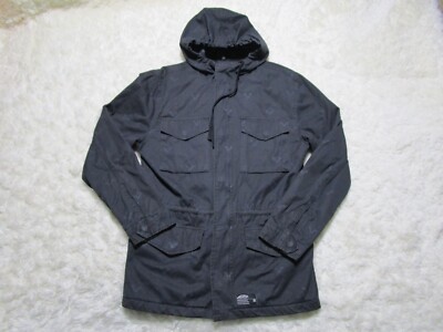 Vans Jacket Mens Medium Black Hooded Off The Wall Old School Lightning Bolt Coat