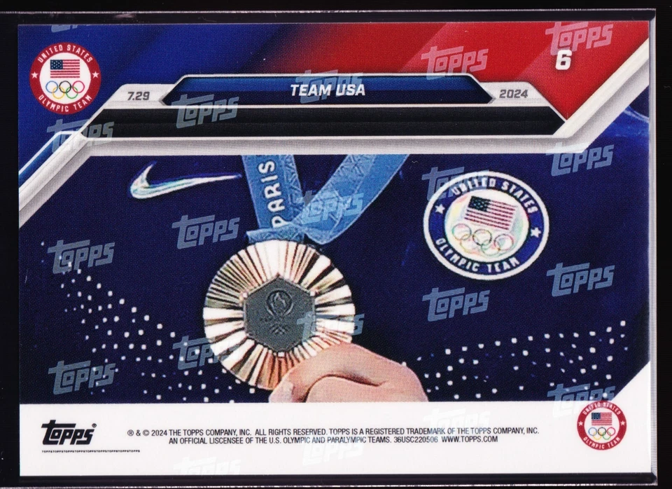 Кэти Ледеки команда США 3000 медалей олимпийская история 2024 Topps Now #6 фольга 42/49 - Изображение 2 из 2
