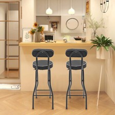 2pcs Black Counter Stool Bar Stool Portable Folding Kitchen Dining Chair