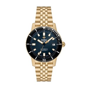Authentic Zodiac Compression Diver 18k Gold Plated Blue Dial Automatic Watch ZO9308