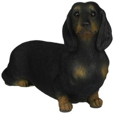 Sandicast Mid Size Smooth Black Dachshund Sculpture, Sitting
