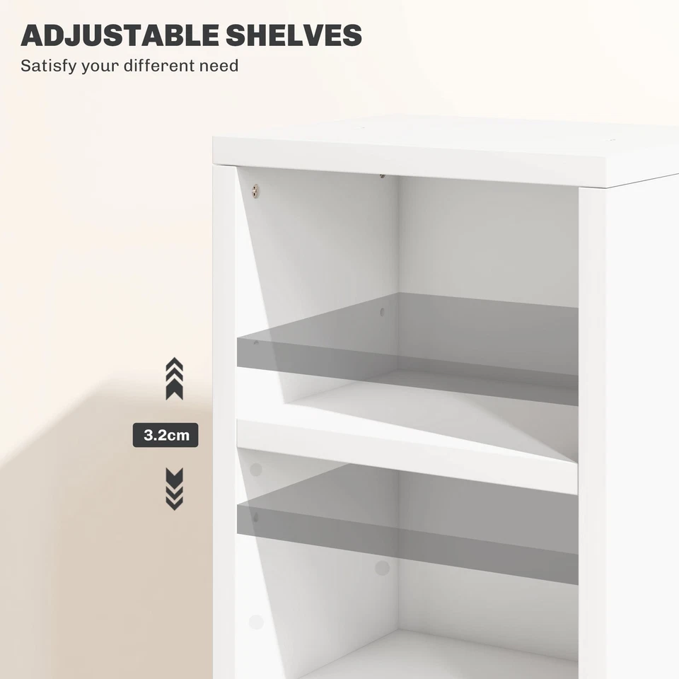 HOMCOM Set of 2 CD Storage Units with Adjustable Shelves, High Gloss White - Image 4 of 4