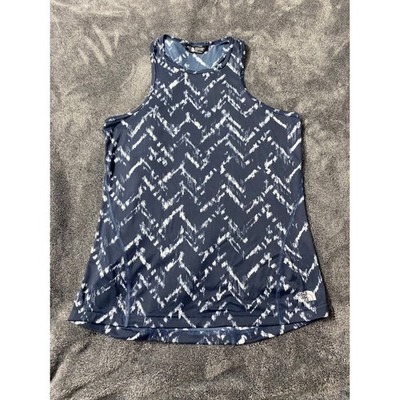 The North Face FlashDry Racerback Tank Top Navy Blue Ikat Print Womens Medium