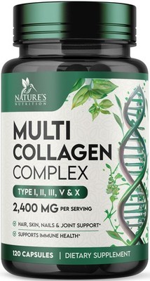 Multi Collagen Pills - Hydrolyzed Peptides 120 Count (Pack of 1)