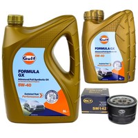 MotoröL Set Gulf Formula GX 5W-40 7 Liter + ÖLfilter FüR Renault 19 II Cabriolet