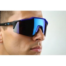 Sport Sunglasses Men Cycling Glasses Windproof UV Protection Blue Wrap Around