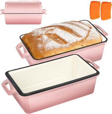 Enameled Cast Iron Bread Loaf Pan with Lid, 9x5 Sourdough Baking Pans for Hom