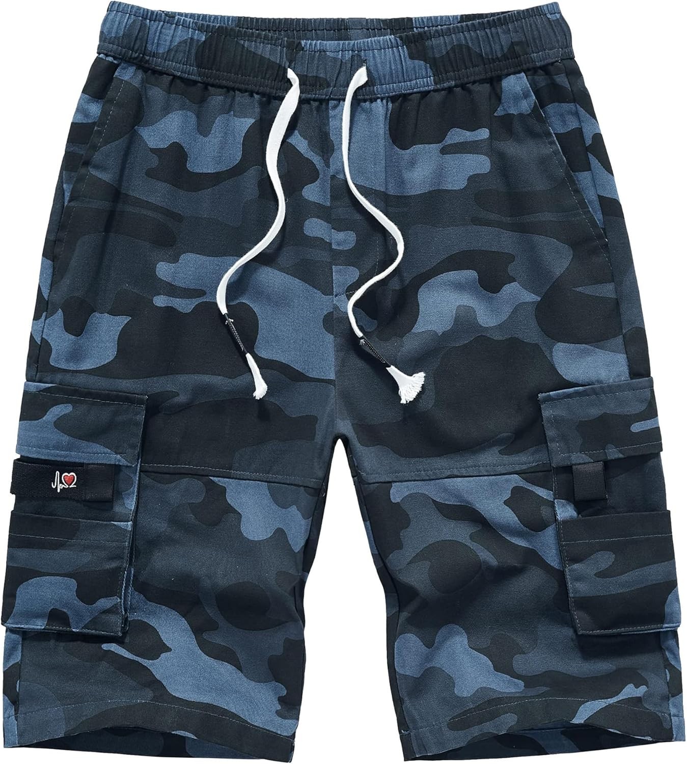 Men's Cargo Shorts Elastic Waistband Drawstring Summer Casual Cotton Pants