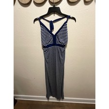 Banana Republic Blue White Striped Maxi Dress Size L Halter Neck Resort Wear