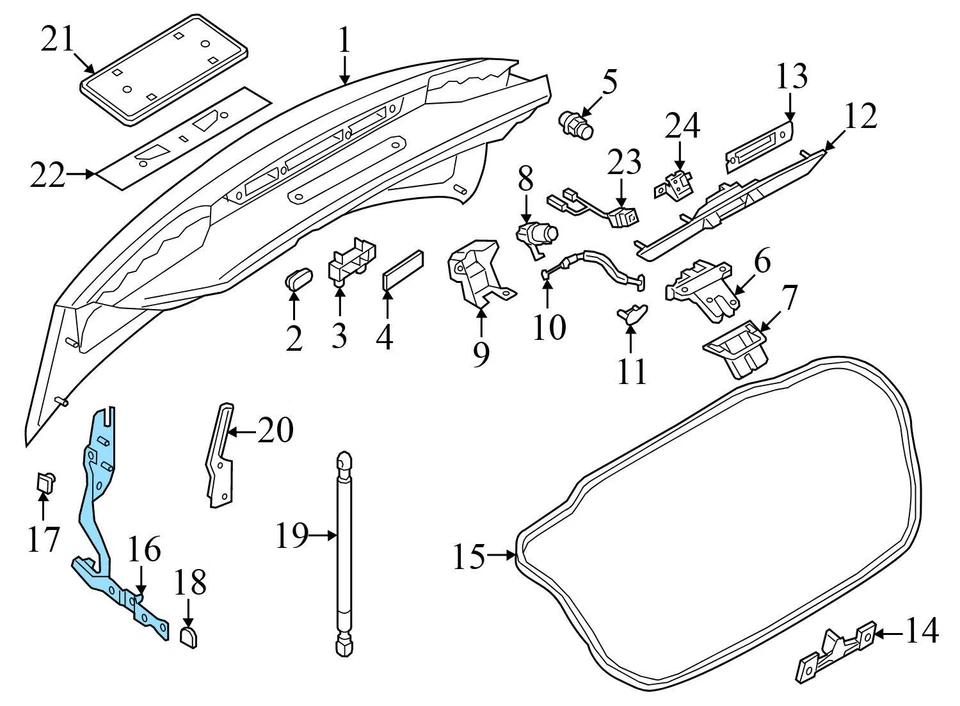 AUDI A5 QUATTRO 2017-2024 - Conjunto de luz/mango de matrícula de maletero Foto 3 de 4