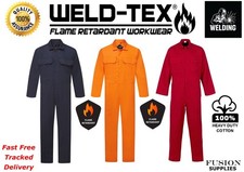 FLAME FIRE RESISTANT COVERALL.RETARDANT,PROBAN,WELD TEX,SAFE WELDER,BIZ. SAFETY.