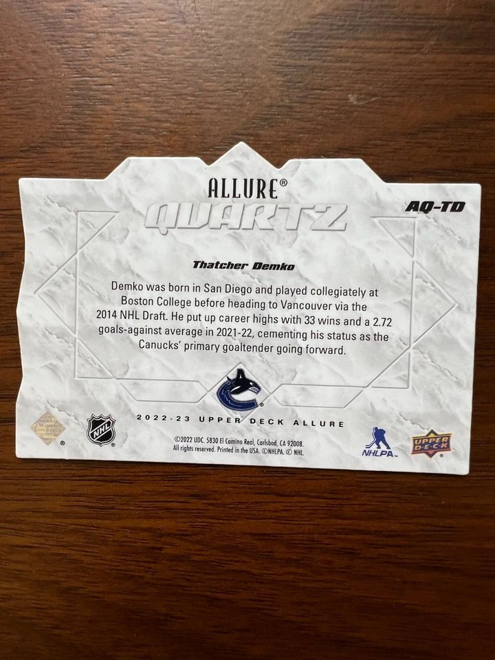 2022-23 Upper Deck Allure - Quartz Thatcher Demko #AQ-TD - Image 2 of 2
