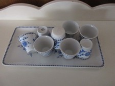 Seltmann Weiden, bayrisch blau 7 Eierbecher, Platte und Pfefferstreuer topp