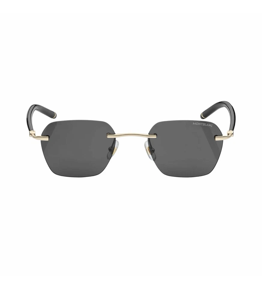 Gafas de sol Montblanc cuadradas sin montura con marco de metal plateado gafas de lujo - Imagen 2 de 4