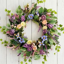24 Inch Spring Summer Wreaths for Front Door - Large Artificial Peony  Lavender