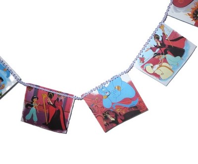 Homemade Decorative Aladdin Book Pages Art Bunting Banner OOAK Home Party Decor
