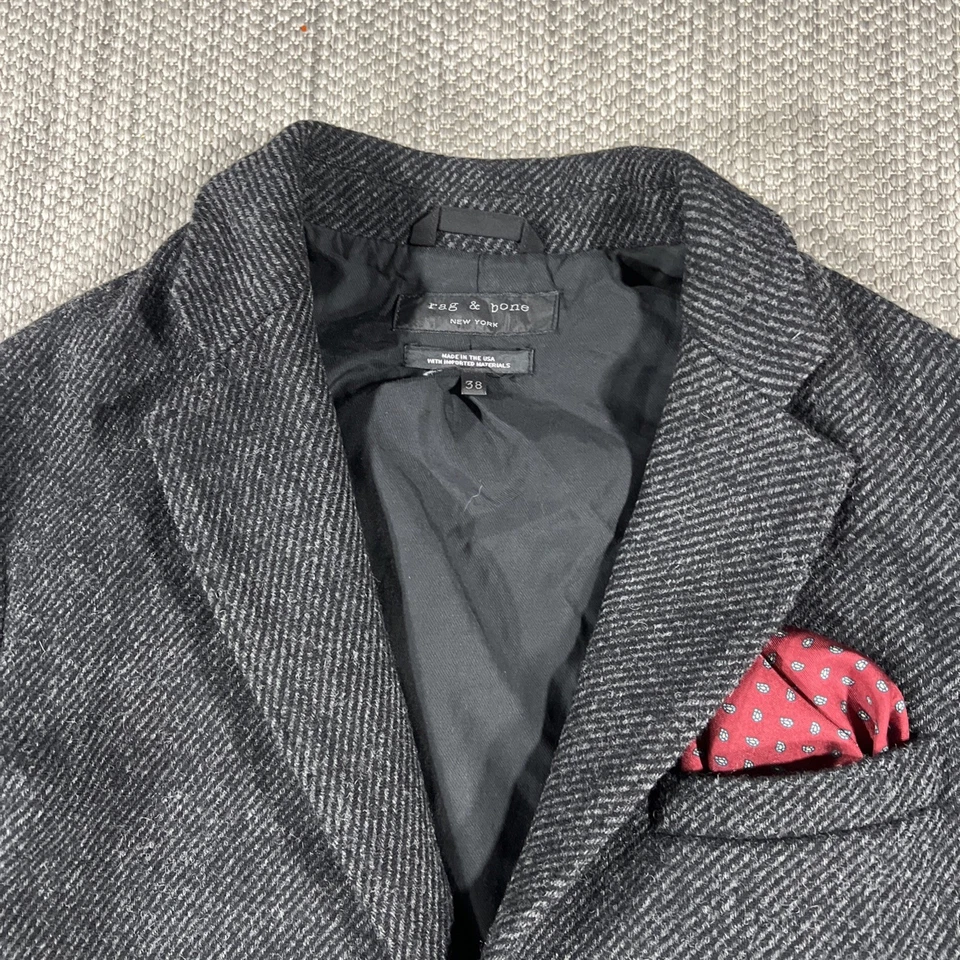 Rag & Bone Blazer Men's 38 Charcoal Gray Heavy Wool Made in USA Sport Coat - Image 2 of 4