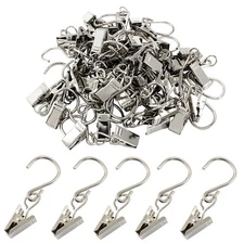 50PCS Curtain Clips with S Hooks, Party String Light Hanging Clips 2.4 Inch L...