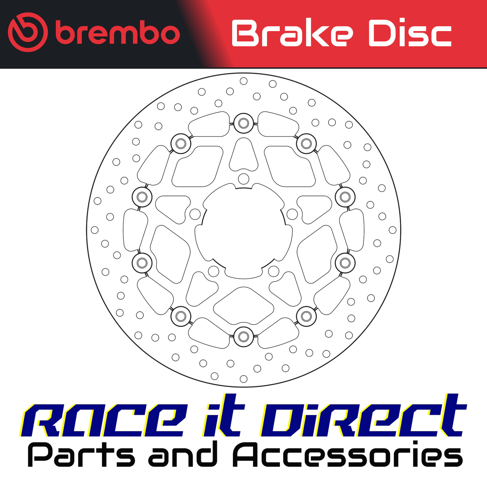 Brembo Black/Silver/Stainless Steel 78B40859 - Oro Prime Line Floating Brake Disc For Triumph Daytona 675 2013-2015 Front - Image 3