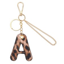 Initial Letter Keychain Letter A - Leopard Alphabet Key Chain, Gold