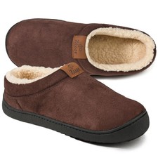 Men's Slip On Moccasin Slippers, Fleece Lined Bedroom House Shoes for Indoor/...