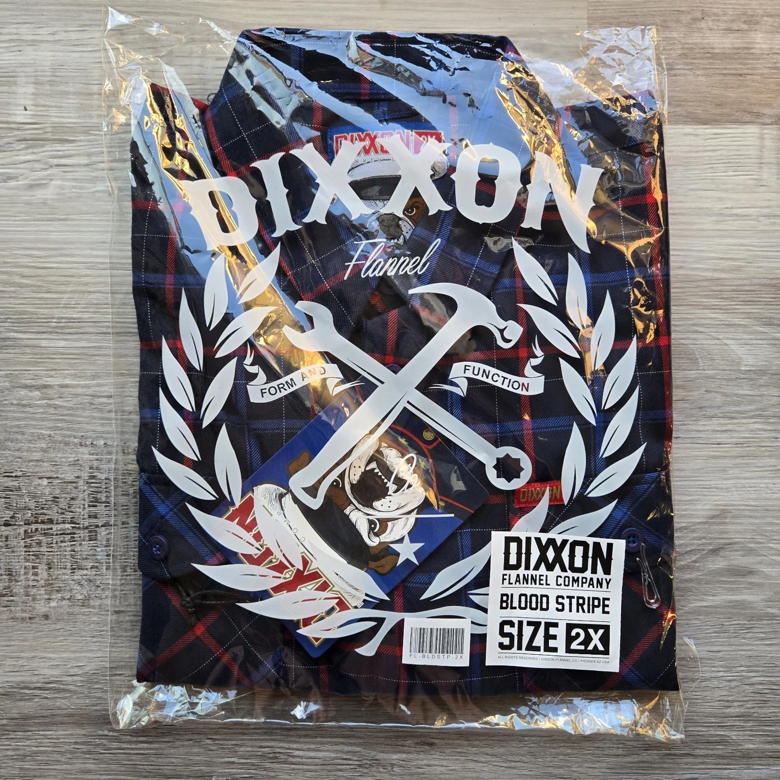 DIXXON Flannel "Blood Stripe" Men's 2X US Marines 250th Tribute Plaid Shirt