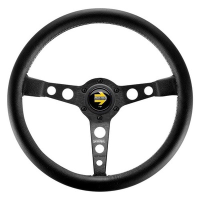 Momo for Prototipo Steering Wheel 350 mm - Black Leather/Wht Stitch/Black Spokes