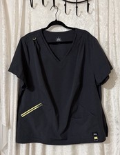 Solis Koi Stretch 3X Charcoal Scrub Top Women