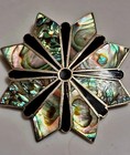 Mexico Sterling Silver 925 Abalone Flower Brooch Pin, Multicolor — photo 1