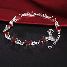 925 Sterling Silver Gemstone Bracelet with Ruby, Valentine Gift For Her 2026