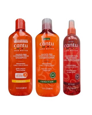 Cantu Sheabutter Shampoo & Conditioner 400ml & Comeback Curl Revitalizer 12oz