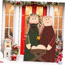 25 Inch Outdoor Christmas Nativity Scene Porch Signs Decor Wooden Holy Family