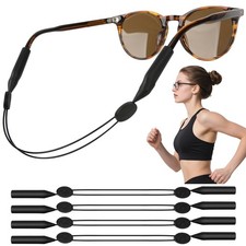Coikcer Adjustable Anti-Slip No-Tail Glasses Strap, 4 Pack Black