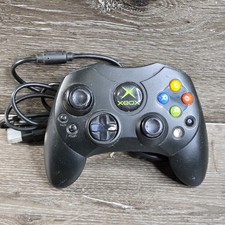 Original Xbox OEM S Type Black Controller w/Breakaway Cable [CLEANED & TESTED]