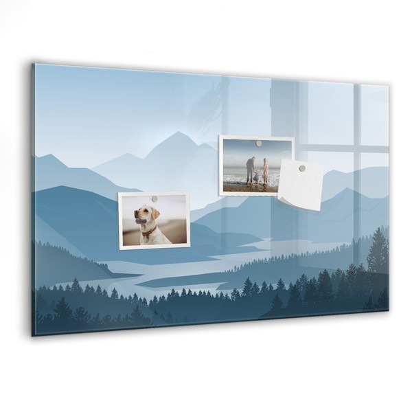 Magnettafel Aus Glas Mit Schwarzem Marker Schwamm Magneten Berglandschaft-image
