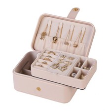 Jewelry Organizer Box, 2-Layer Travel Case for Earrings, Necklaces, Bracelets...