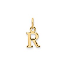 14k Yellow Gold Initial R Pendant Charm for Women Polished Block Letter Monogram