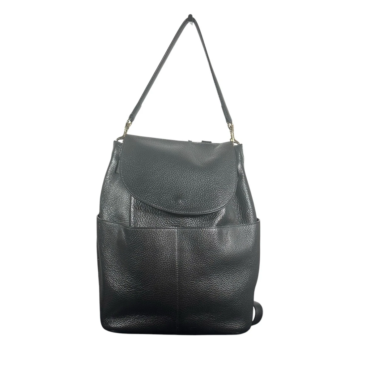 Cuyana Large Women Leather Backpack Pebbled Drawstring Flap Bag Black LKNW Cuyana Leather Backpack main image 4