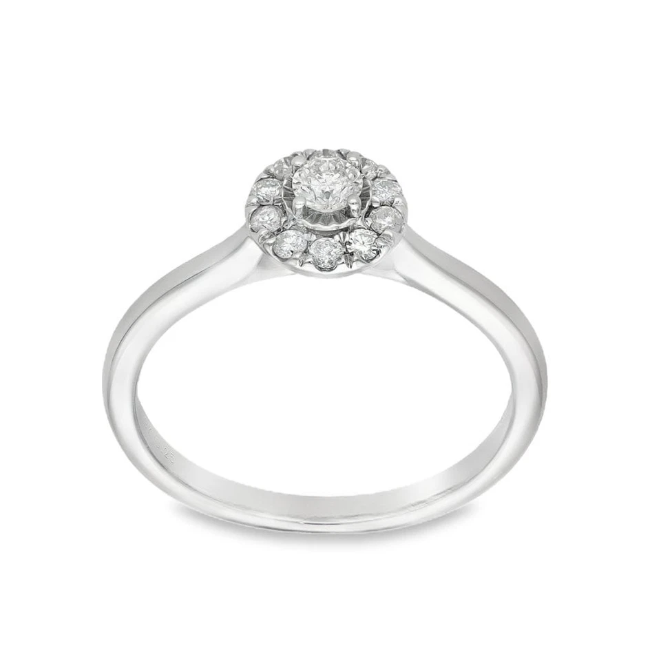 Anel aglomerado de diamante ouro branco 9 quilates - Tamanho K1/2 - 0,25 quilate - Imagem 2 de 4