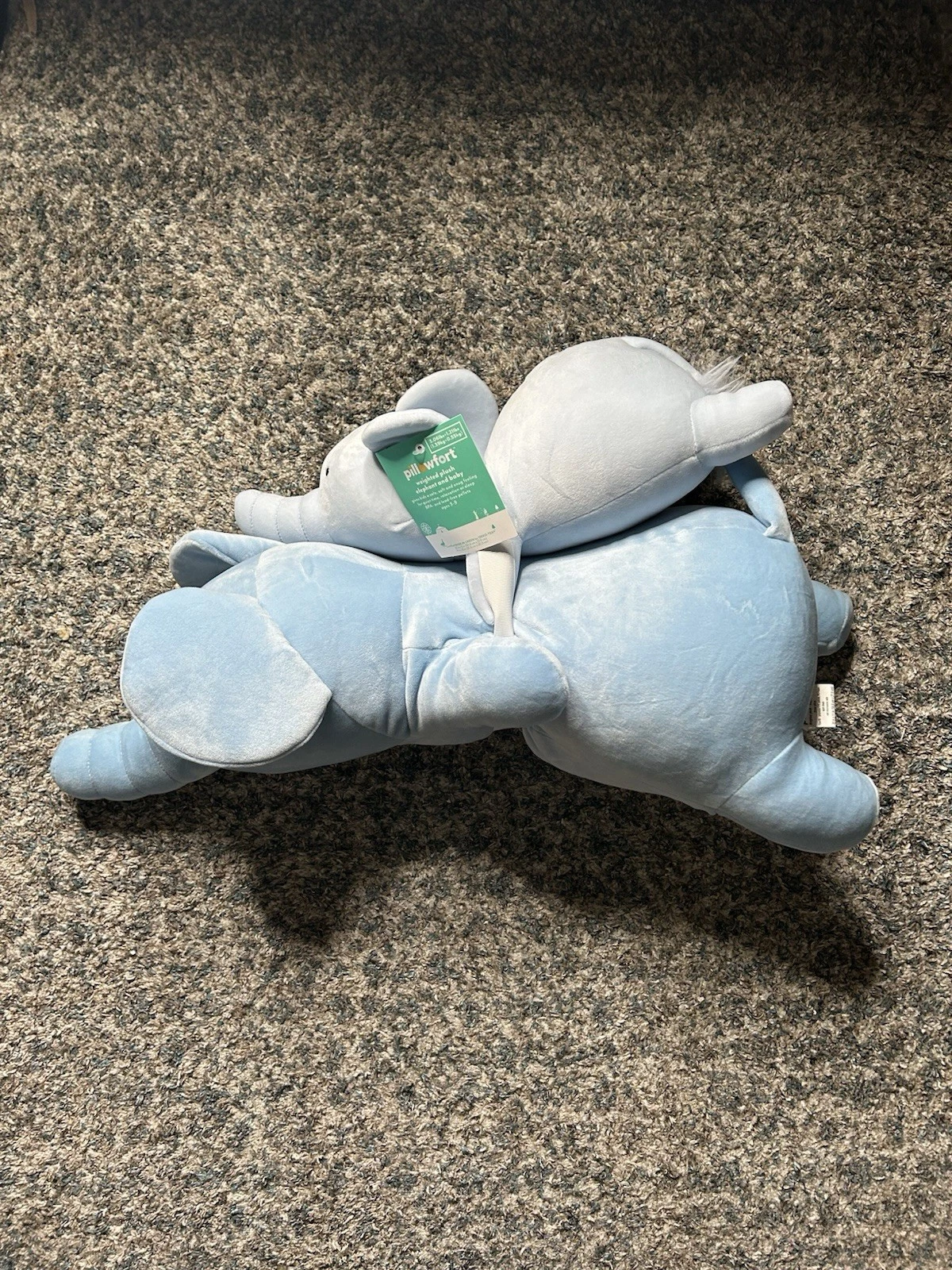 Pillowfort Elephant and Baby Weighted Plush Kids' Throw Pillow Blue IN HAND