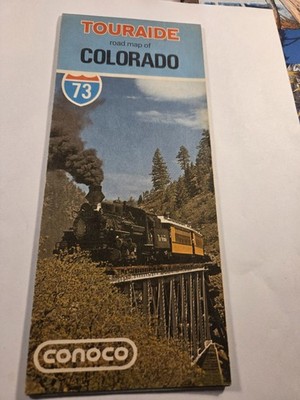 Vintage 1973 Conoco Oil Company Road Map Of Colorado Americana Trains And Railro