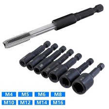 6Pcs Tap Die Socket Adapter 1/4 '' Hex Shank Machine Screw Metric Plug Threading