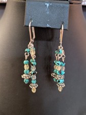 Ladies Pierced Dangle Drop Beads Turquoise Earrings