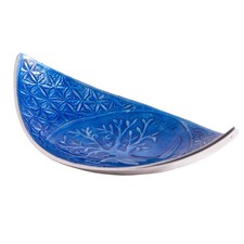 Schiffchenhalter Yggdrasil Lebensblume Aluminium c Glasur 28x14cm Räuchergefäß