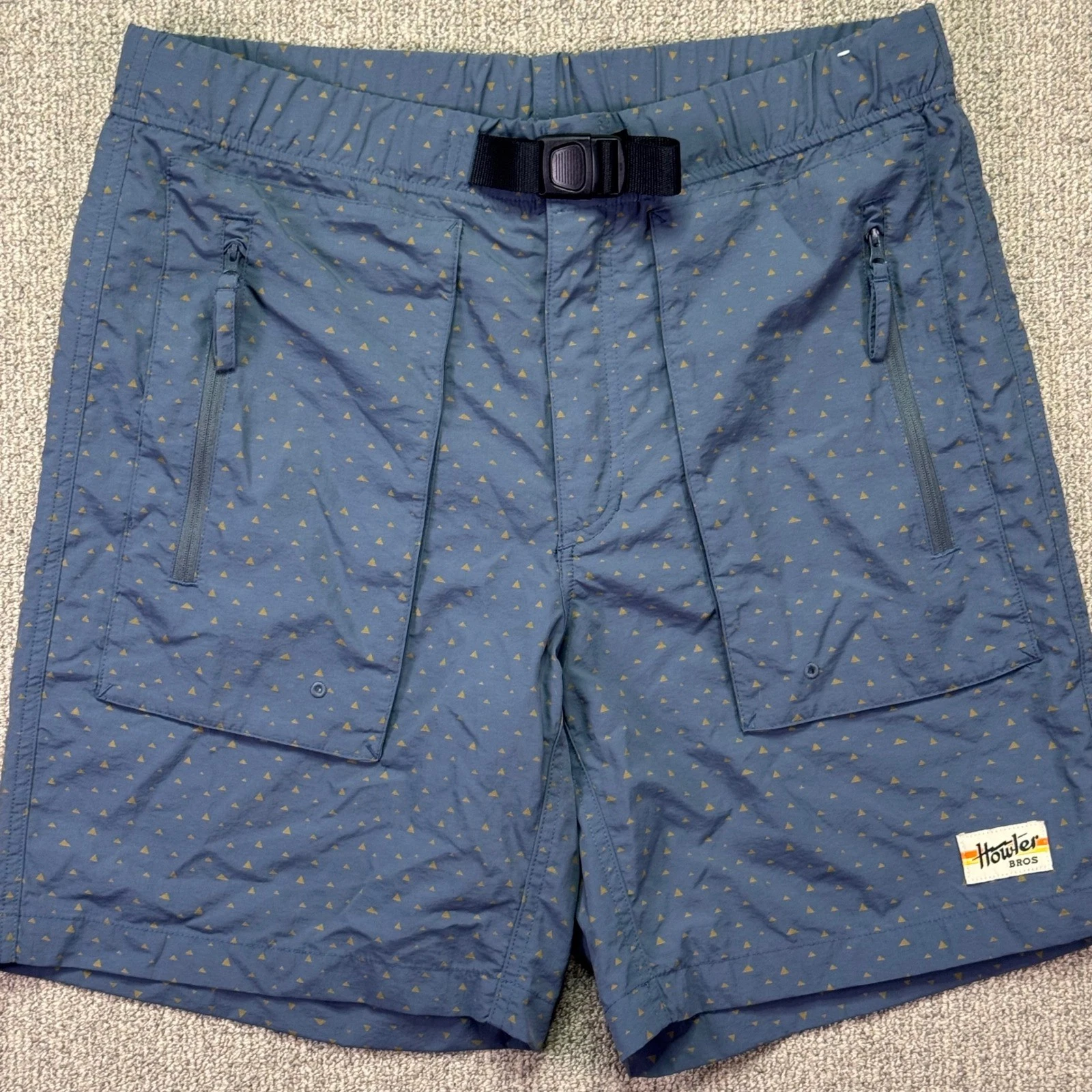 Howler Brothers Horizon Hybrid 2.0 Shorts Mens 34 Blue Triangle Geometric NWOT