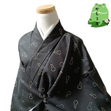 Kaerutei Shi17 Kimono Washable Kimono Synthetic Fiber Fine Pattern Black