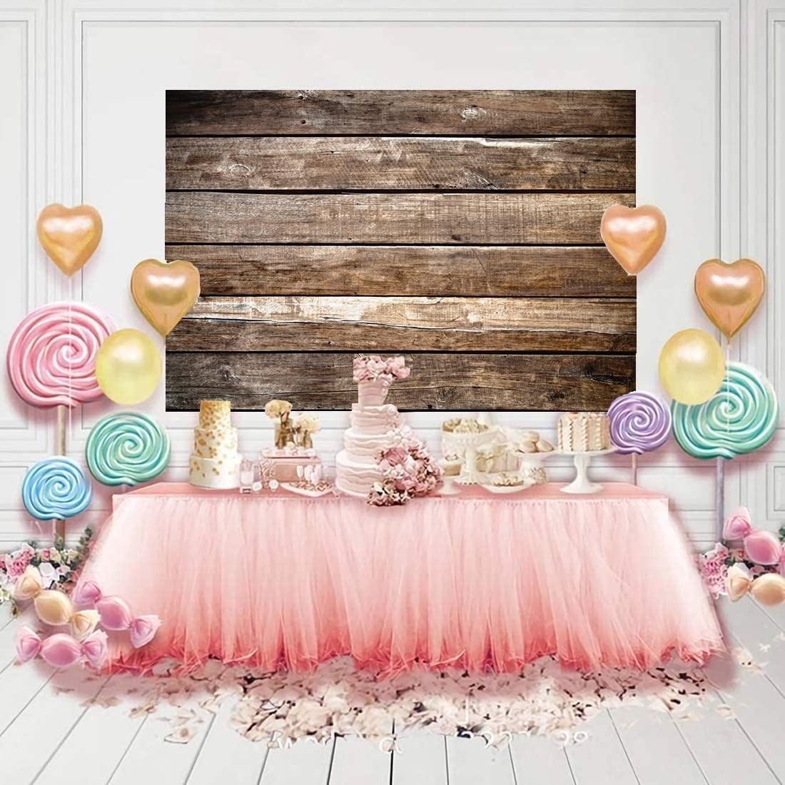 Photography Backdrop Brown Wood 7x5ft Vinyl Wall Floor Background for Studio