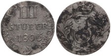 Altdeutschland - J&uuml;lich Berg 3 St&uuml;ber 1806 - Silber 0.220, 1.8g, &oslash; 21.8mm KM# 10