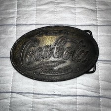 TIFFANY STUDIO NY Coca Cola at Fountains 5 Cents Soda Brass Belt Buckle