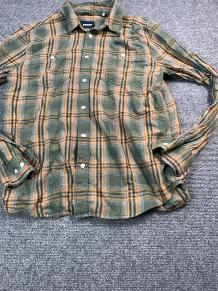 Prana Shirt Mens Medium Green Plaid Long Sleeve Button Up Flannel - Image 3 of 4
